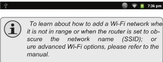 COBY Kyros MID81274G - Select an available Wi-Fi network to connect to: - 1