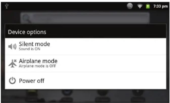 COBY Kyros MID81274G - Turning the Tablet on and off - 1