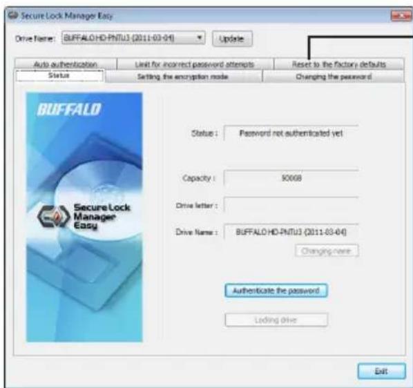 BUFFALO MiniStation Plus - Restablecer a los values predeterminados de fabrica - 1
