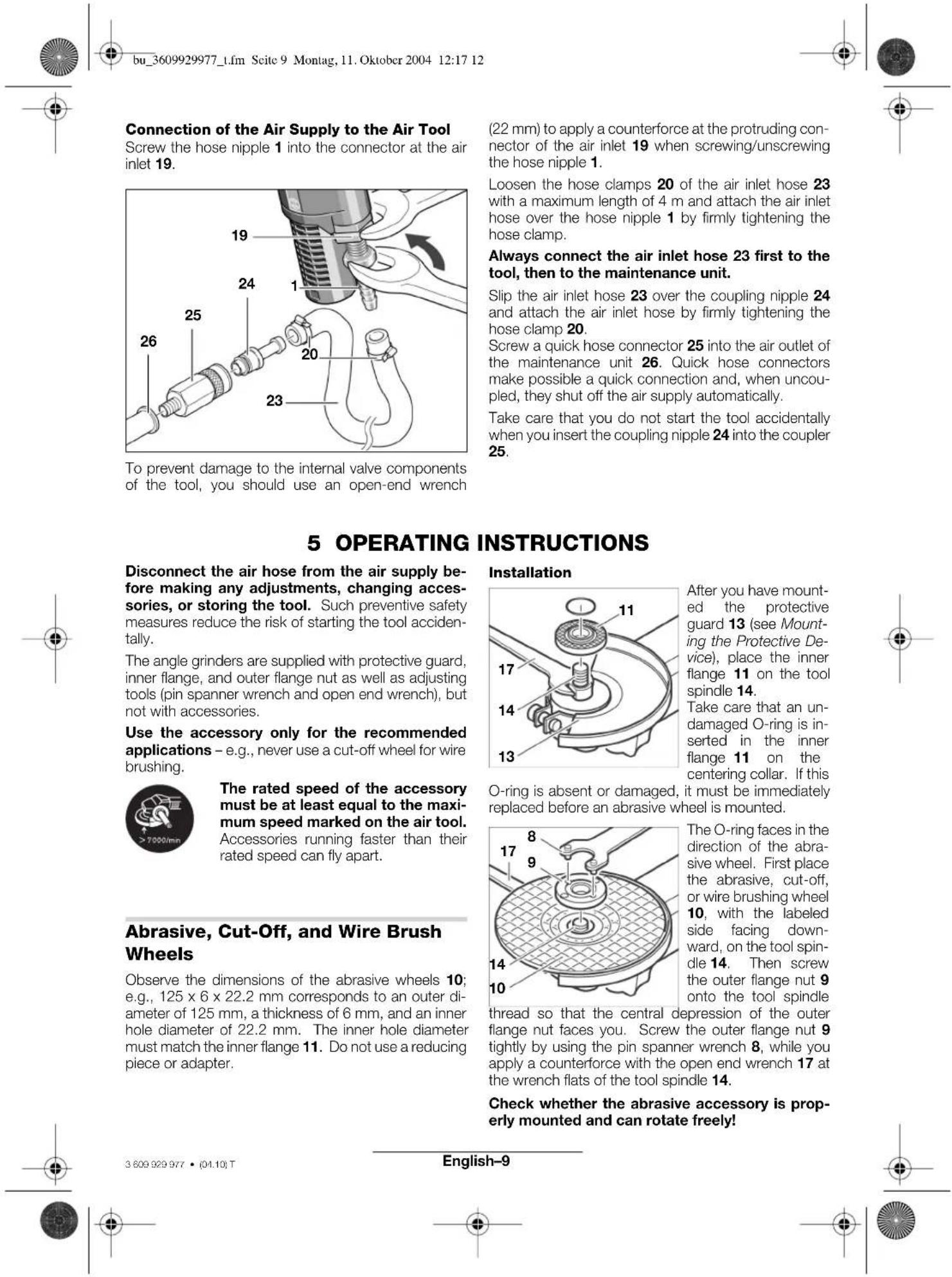 BOSCH 0 607 352 112 - The use of a compressed air maintenance unit is necessary. - 2