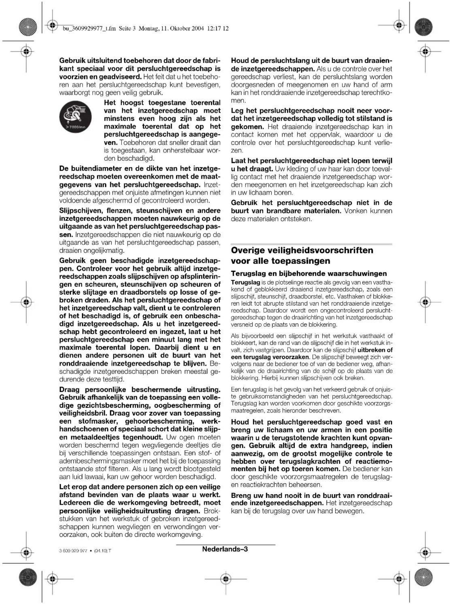BOSCH 0 607 352 112 - Veiligheidsvoorschriften voor alle toepasseningen - 1