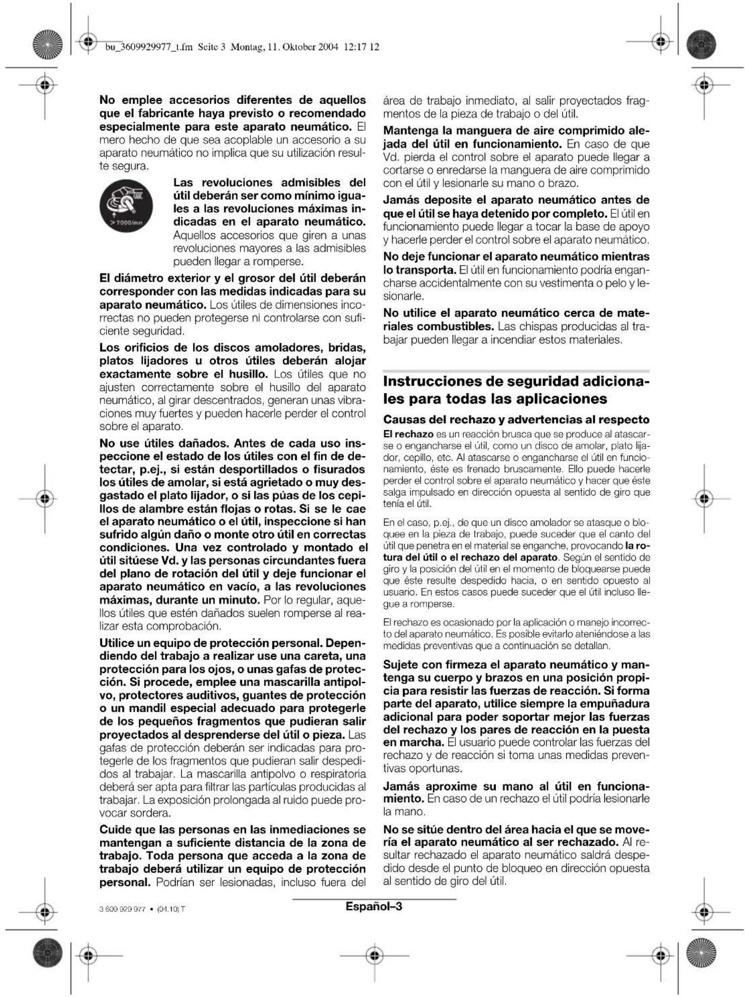 BOSCH 0 607 352 112 - Instrucciones de seguridad para todas las aplicaciones - 1