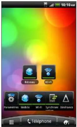 10:10 AM Réseau Wi-Fi Paramètres Mobile Wi-Fi Synchroni Itinérance Téléphone