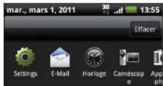 mar., mars 1, 2011 3G 13:55 Effacer Settings E-Mail Horloge Caméscop e App ph