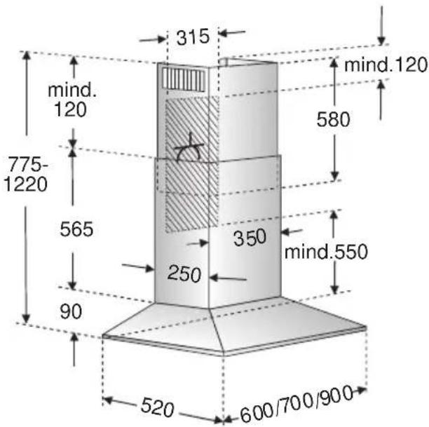 315 mind. 120 775-1220 565 250 90 520 600/700/900 350 mind.550 580 mind.120