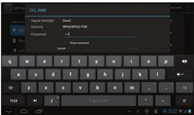 COBY Kyros MID7042 - Sélection d'un réseau Wi-Fi disponible pour s'y connecter : - 1