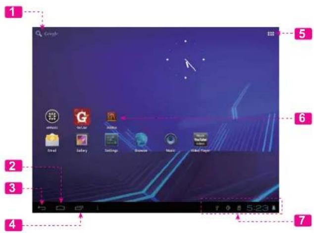 COBY Kyros MID8042 - Home Screen at a Glance - 1