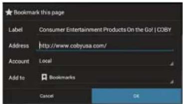COBY Kyros MID9742 - To bookmark a webpage. - 3