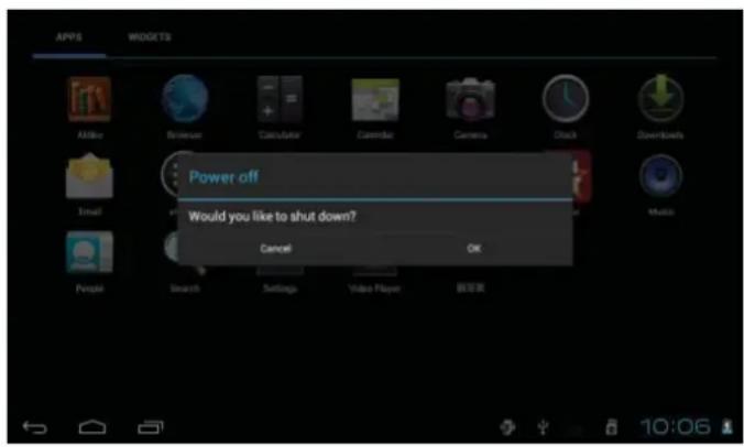 COBY Kyros MID1042 - Turning the Tablet on and off - 1