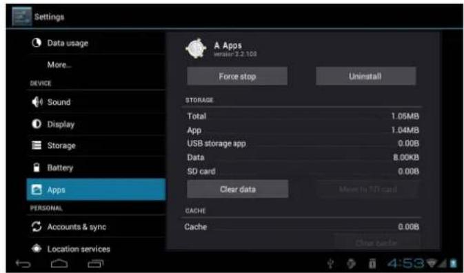 COBY Kyros MID1042 - To uninstall an application: - 2
