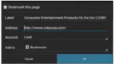 COBY Kyros MID1042 - To bookmark a webpage. - 3