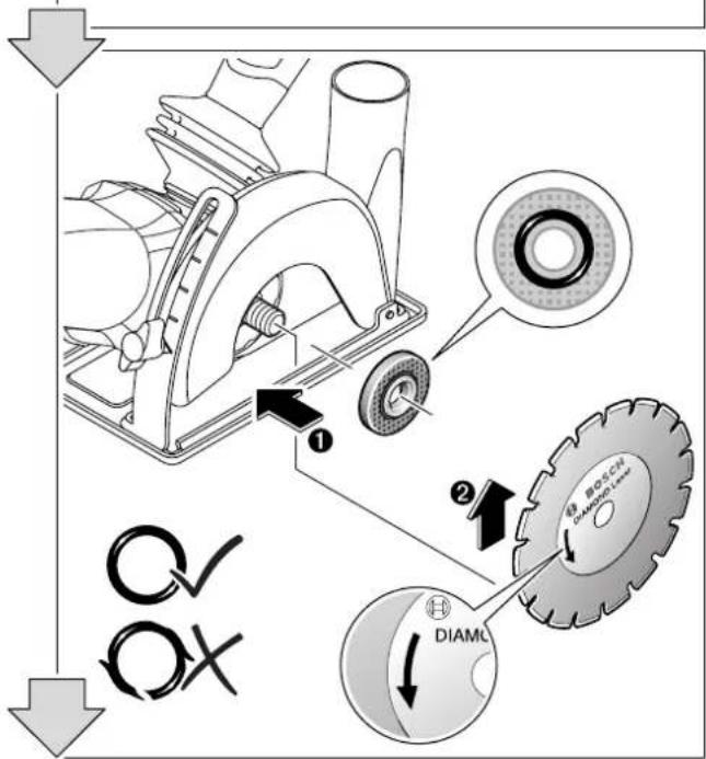 Technical diagram illustrating tire assembly and component alignment, showing components like a saw, tire wheel, and diameter adjustment.