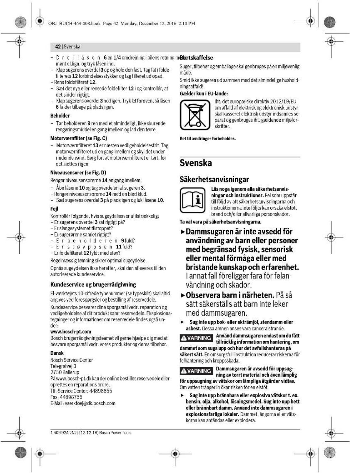 BOSCH GAS 25 - Foldefilter tages ud/skiftes (se Fig. C) - 7