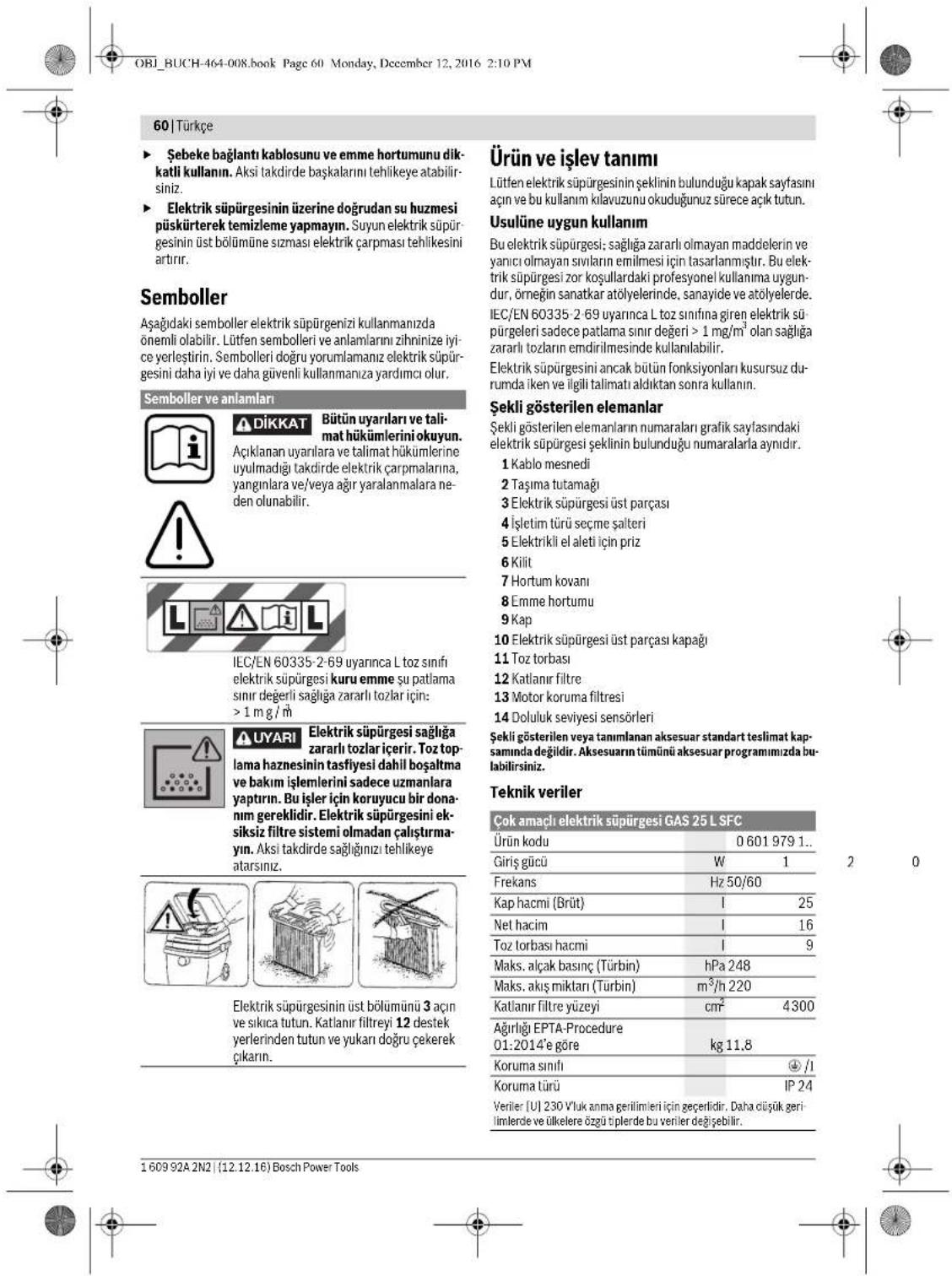 BOSCH GAS 25 - UYARI - 6