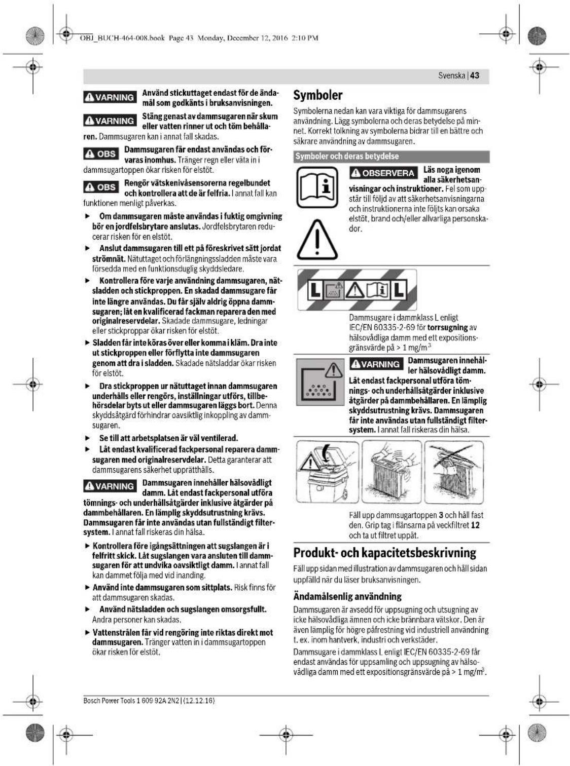 BOSCH GAS 25 - Foldefilter tages ud/skiftes (se Fig. C) - 8