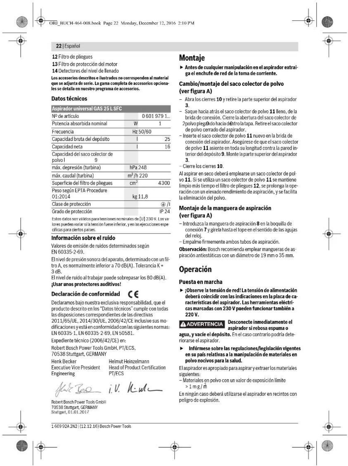 BOSCH GAS 25 - Componentes principales - 8