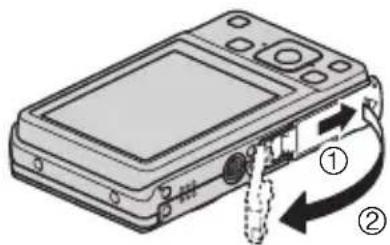 CASIO Exilim Zoom EXZS6 - 1.Appuyez sur [ON/OFF] (Alimentation) pourmettre l'appareil photo hors service,puis ouvre le couvercle de batterie. - 1