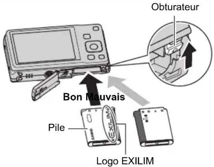 CASIO Exilim Zoom EXZS6 - Insérez la batterie. - 1