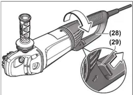 BOSCH GWS 26230 LVI Professional - Giro de la empuñadura principal - 1