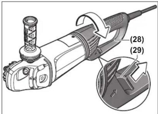 BOSCH GWS 26230 LVI Professional - Otočení hlavní rukojeti - 1