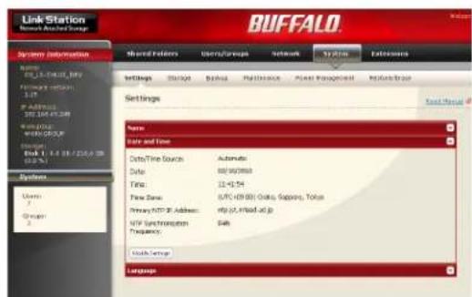 BUFFALO LinkStation Pro Quad - Nom, date et heure - 3