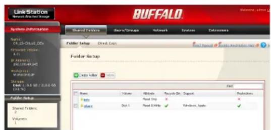 BUFFALO LinkStation Pro Quad - Ajouter des dossiers partagés - 1