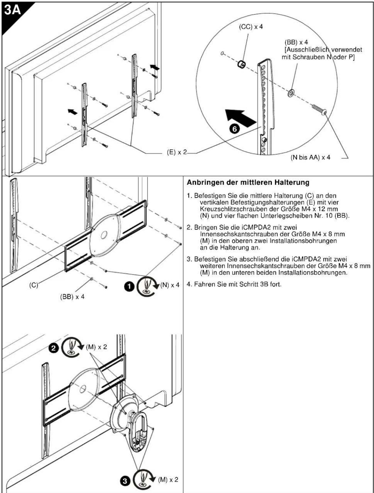 Chief ICMPDA4T03 - Anbringen von vertikalen Halterungen - 2
