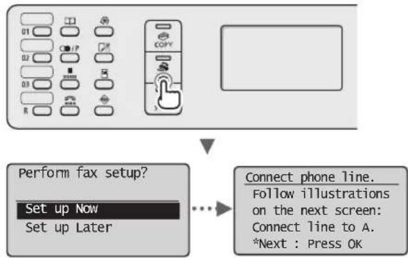 CANON iSensys MFG4730 - Sākotnējo faksa iestatījumu norādīšana un tālruņa kabeļa pievienošana (tikai MF4890dw/MF4870dn/MF4780w/MF4750) - 1
