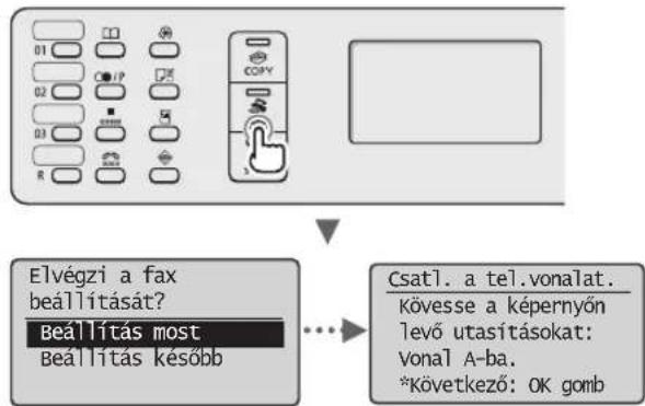 CANON iSensys MFG4730 - Kezdeti faxbeállítások megadása és a telefonkábel csatlakoztatása (csak MF4890dw/MF4870dn/MF4780w/MF4750 típus esetén) - 1