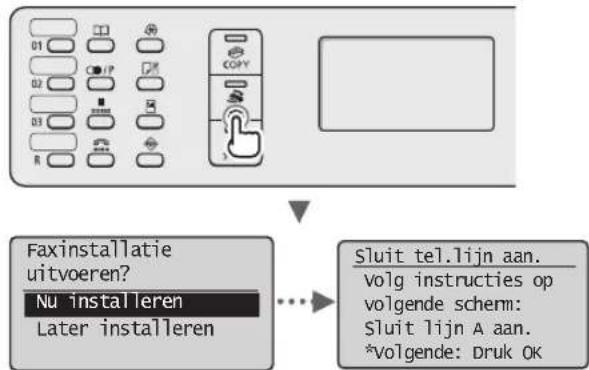 CANON iSensys MFG4730 - De eerste faxinstellingen opgeven en de telefoonkabel aansluiten (alleen MF4890dw/MF4870dn/MF4780w/MF4750) - 1