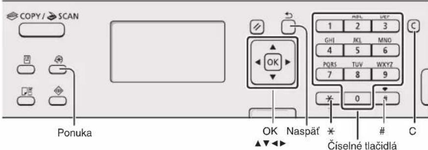 CANON iSensys MF4750 - Navigácia y ponuke a spôsob zadávania textu - 2