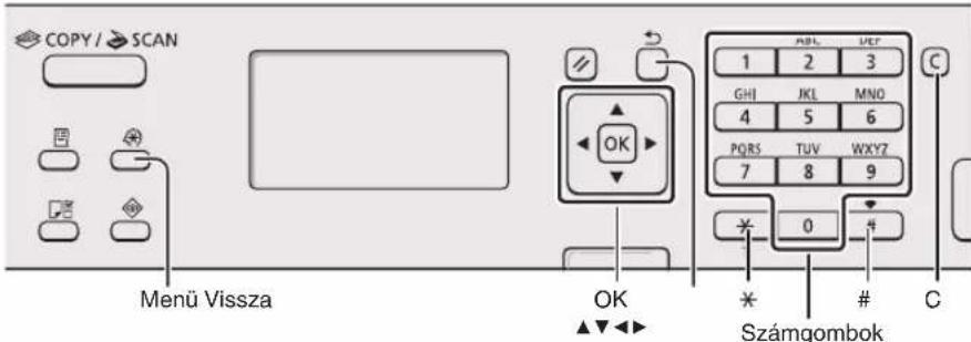 CANON iSensys MF4750 - Navigálás a menüben és a szövegeviteli mod megadása - 2