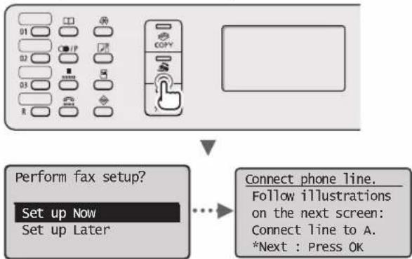 CANON iSensys MF4750 - Specifying Initial Fax Settings and Connecting a Telephone Cable (MF4890dw/MF4870dn/MF4780w/MF4750 Only) - 1
