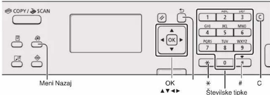 CANON iSensys MF4750 - Krmarijenje po meniju in naacin vnosa besedila - 2