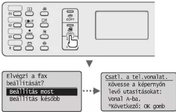 CANON iSensys MF4750 - Kezdeti faxbeallitasok megadasa es a Telefonkabel csatlakoztatasa (csak MF4890dw/MF4870dn/MF4780w/MF4750 tipus eseten) - 1