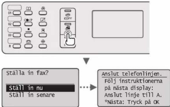 CANON iSensys MF4750 - Ange inledande faxinställninger och ansluta en telefonsladd (endast MF4890dw/ MF4870dn/MF4780w/MF4750) - 1