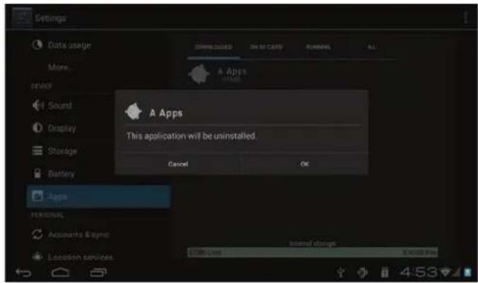 COBY Kyros MID7048 - To uninstall an application: - 3