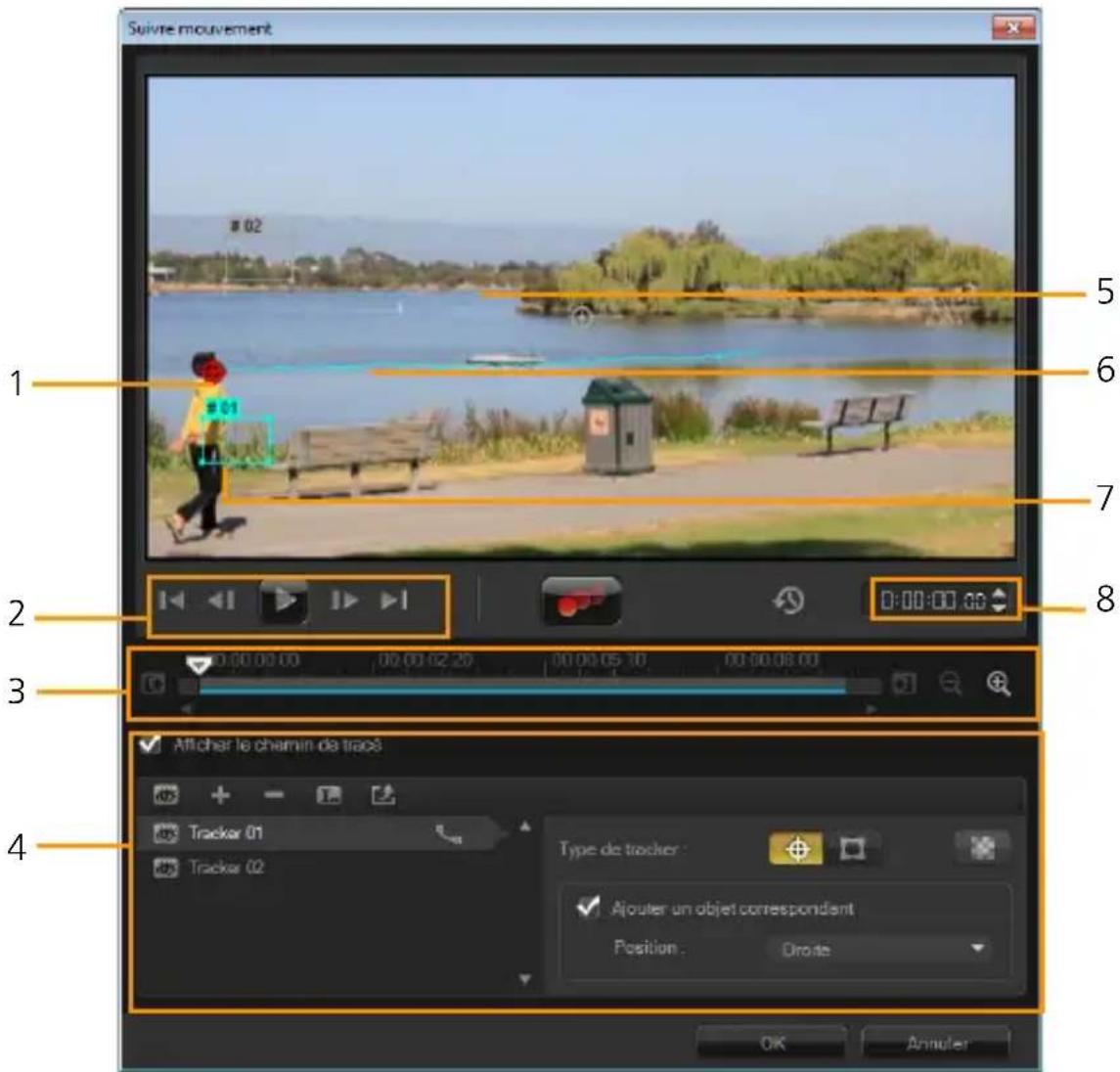 COREL VideoStudio Ultimate X6 - Interface du suivi des mouvements : éléments de base - 1