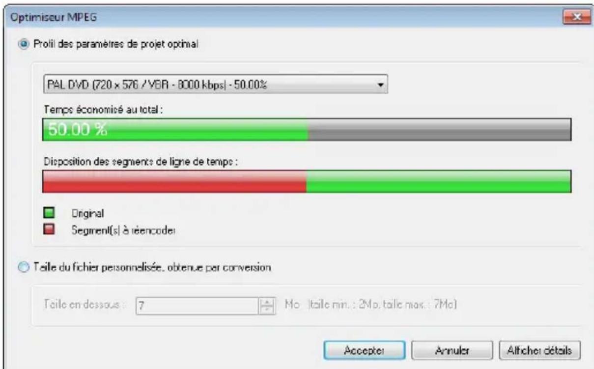 COREL VideoStudio Ultimate X6 - Pour lancer la boîte de dialogue de l'Optimiseur MPEG - 1