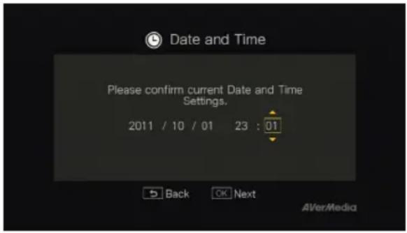 AVERMEDIA Game Capture HD - Step 2 Setting up Date and Time - 1
