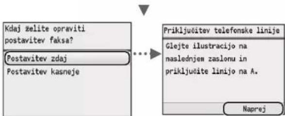 CANON iSensys MF8540Cdn - Doloanje zaetnih nastavitev faksa in prikljucitev telefonskega kabla (samo MF8580Cdw/MF8550Cdn) - 2