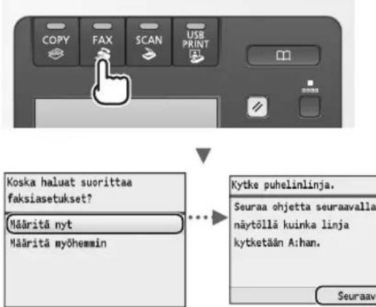 CANON iSensys MF8540Cdn - Perusfaksiasetusten märittäminen ja puhelinjohdon kytkeminen - 1
