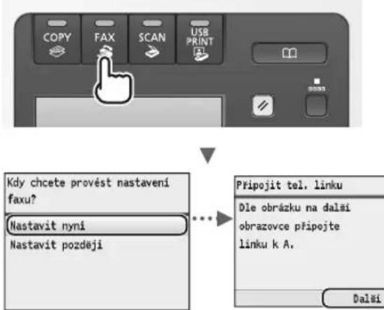 CANON iSensys MF8540Cdn - Urcení poćatečniho nastavení faxu a pripojenítelefonného kabelu (pouze model MF8580Cdw / MF8550Cdn) - 1