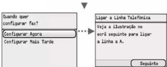 CANON iSensys MF8540Cdn - Específicar as definições iniciais de fax e ligar um cabo Telefonico (apenas MF8580Cdw / MF8550Cdn) - 2