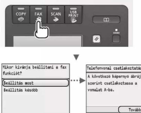 CANON iSensys MF8540Cdn - Kezdeti faxbeallitások megadása és a telefonkabel csatlakoztatása (csak MF8580Cdw/MF8550Cdn típus eseten) - 1