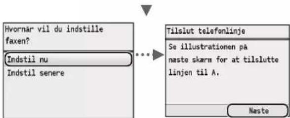 CANON iSensys MF8540Cdn - Angivelse af startindstillinger for fax og tilslutning af et Telefonkabel (kun MF8580Cdw / MF8550Cdn) - 2