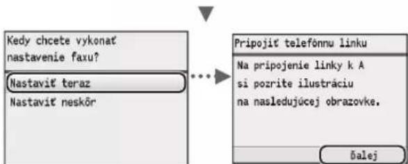 CANON iSensys MF8540Cdn - Zadanie pociatočného nastavenia faxu a pripojenie Telefonneho kábla (iba modely MF8580Cdw / MF8550Cdn) - 2