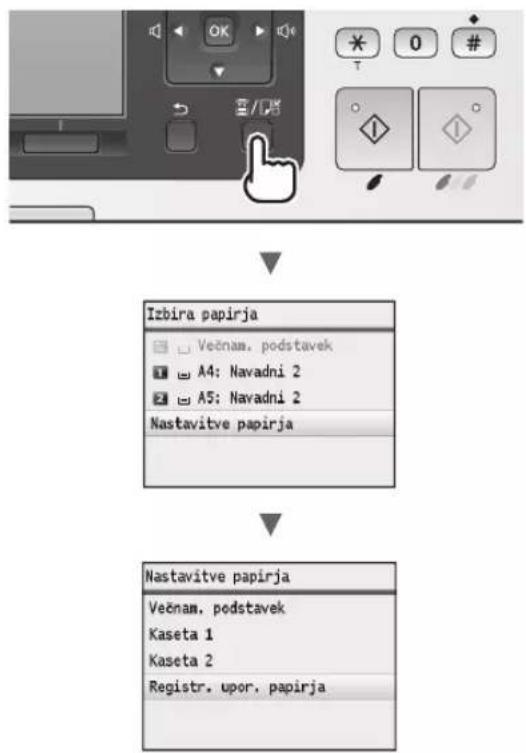 CANON iSensys MF8540Cdn - Nastavitev velikosti in vrste papirja - 1