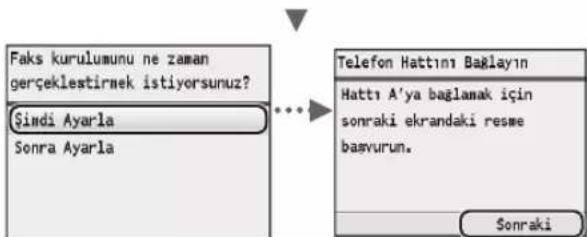 CANON iSensys MF8540Cdn - Baslangic Faks Ayarlarini Belirleme ve Telefon Kablosunu Bağlama (Yalinizca MF8580Cdw / MF8550Cdn) - 2