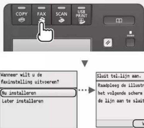 CANON iSensys MF8540Cdn - De eerste faxinstallingen opgeven en de telefoonkabel aansluiten (alleen MF8580Cdw / MF8550Cdn) - 1